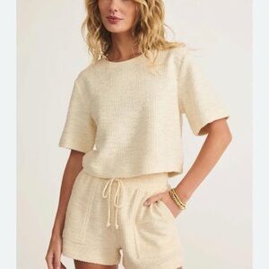 Z Supply Curran Cream Short Sleeve Top and short set